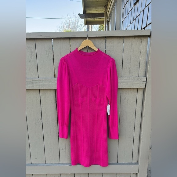 NWT Anthropologie Knit Sweater Dress Hot Pink Spring Wedding Guest Plus Size 1X - Picture 11 of 13